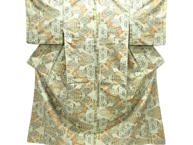 JAPANESE KIMONO / TSUMUGI / WOVEN ABSTRACT PATTERN 
